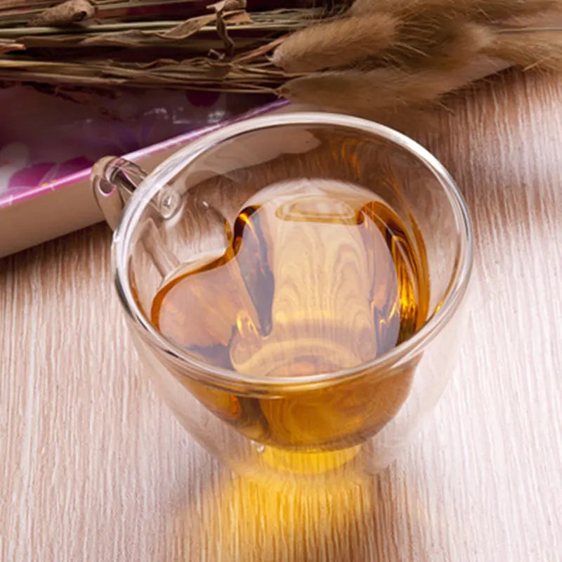 Double Wall Heart Glass Cup