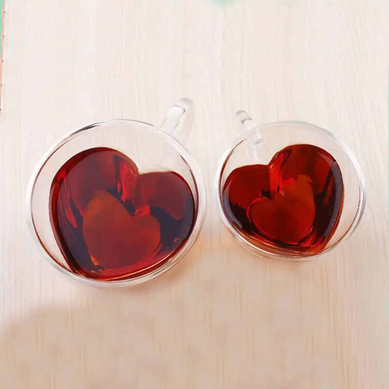 Double Wall Heart Glass Cup