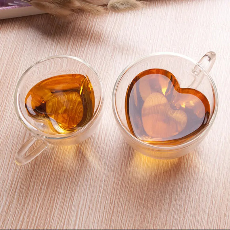 Double Wall Heart Glass Cup