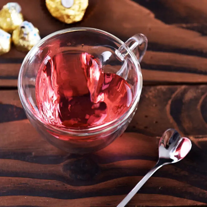 Double Wall Heart Glass Cup