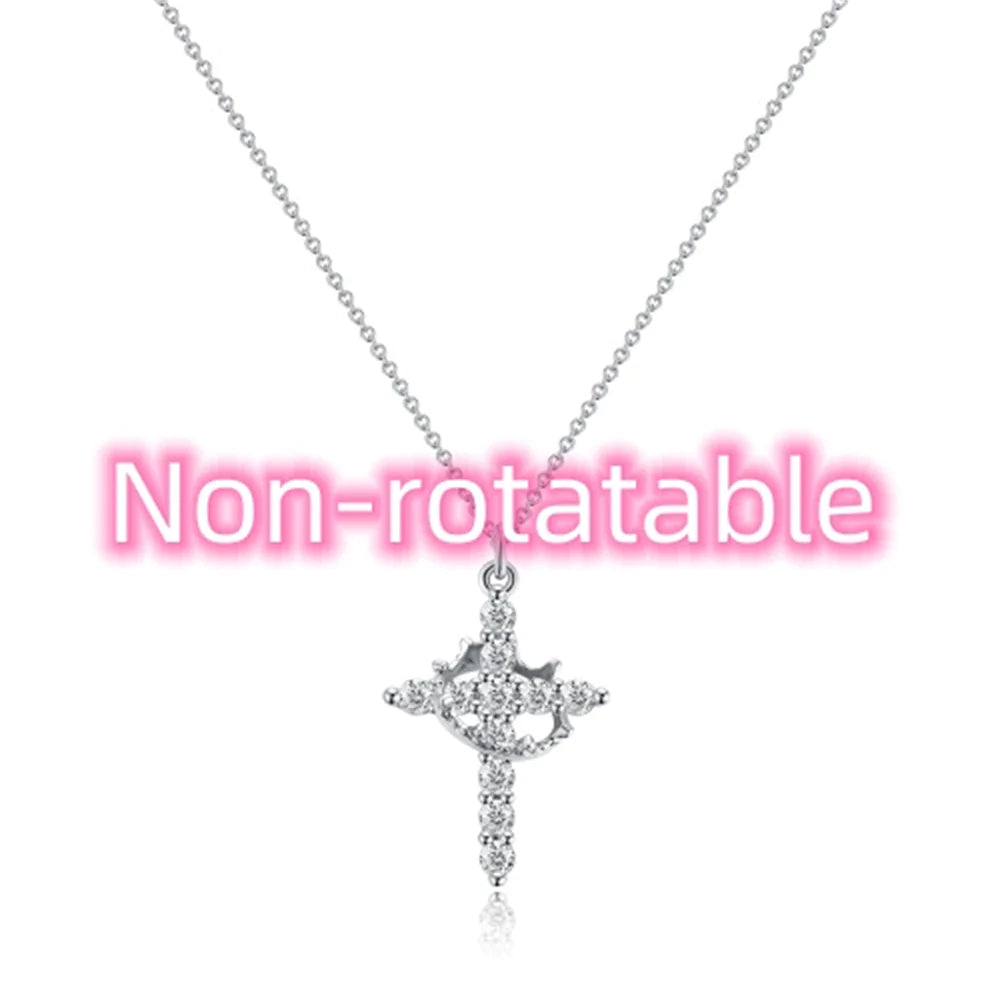 Rotable Cross Crown Necklace