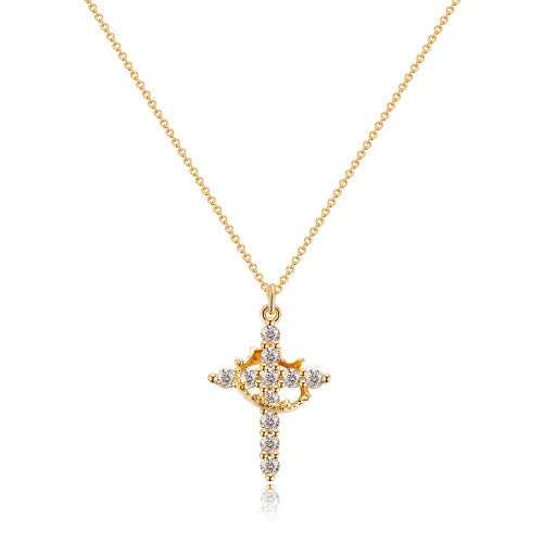 Rotable Cross Crown Necklace